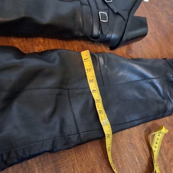 Asos Thigh High Leather Kingfisher Ruched Boots With Buckles 8   NWT - Picture 8 of 16